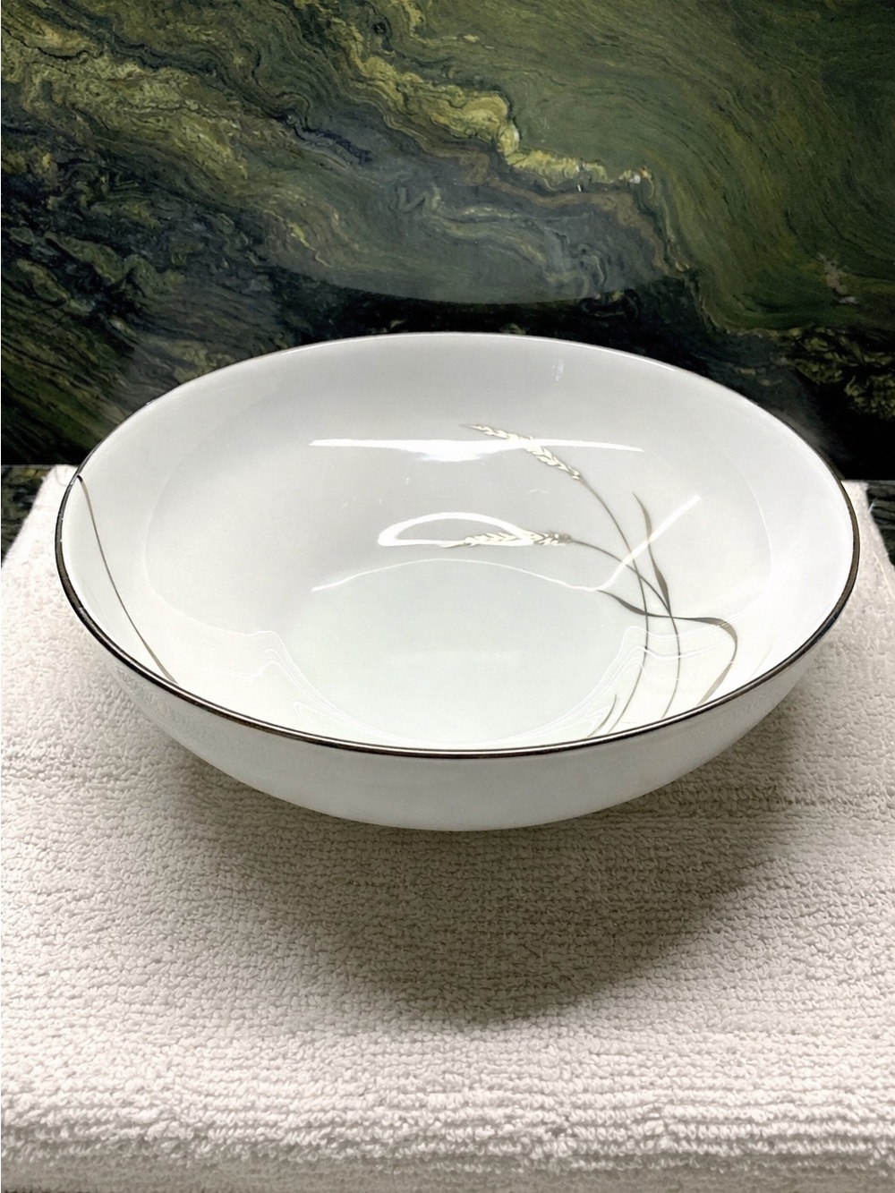 Rosenthal Vegetable Bowl Platinum Wheat Elegant White Bowl Gray Grass Design
